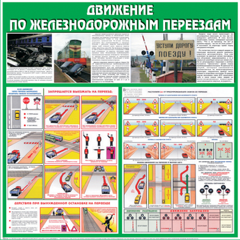 С40 Стенд движение по железнодорожным переездам (1000х1000 мм, пластик 3 мм, Прямая печать на пластик) - Стенды - Стенды по безопасности дорожного движения - магазин "Охрана труда и Техника безопасности"